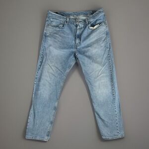 Levi's 502 Jeans Mens 38x32 (Fits 36x29) Blue Tapered Light Wash Denim Casual